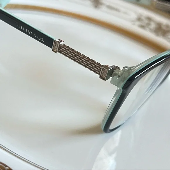 TIFFANY & CO BLACK ON TIFFANY BLUE STRIPED Prescription Glasses Frames 8193 - Picture 6 of 16